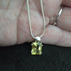 Sterling Silver Faceted Yellow Quartz Pendant